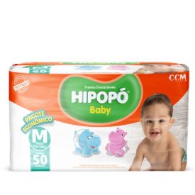 Fraldas Descartáveis Pacote Econômico M Hipopó Baby  - 50 unidades