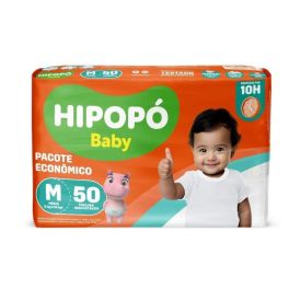 Fraldas Descartáveis Pacote Econômico M Hipopó Baby - 50 unidades