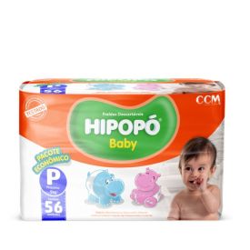 Fraldas Descartáveis Pacote Econômico P Hipopó Baby  - 56 unidades