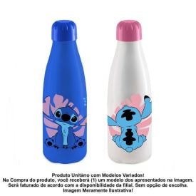 Garrafa Squeeze Pet Paris Stitch Plasduran 600Ml - Sortido