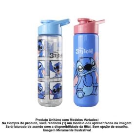 Garrafa Squeeze Pet Stitch Plasduran 700Ml - Sortido