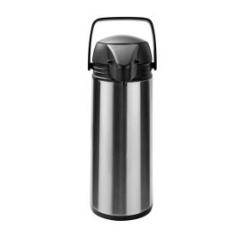 Garrafa Térmica De Pressão Com Alça Inox Havan Casa 1,9 Litros - Preto e Inox