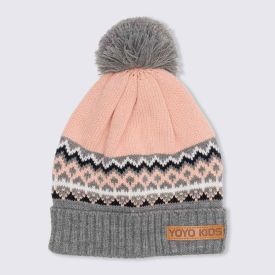Gorro 1 a 3 Anos Tricot Com Pompom Yoyo Kids Rosa Claro