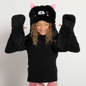 Gorro Cachecol Tamanho Único Infantil Gato Marmelada - PRETO U