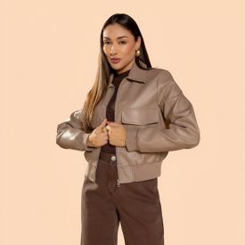 Jaqueta Biker De Couro Sintético Feminina Boby Blues