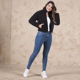 Jaqueta Feminina De Pelinho Boby Blues Preto