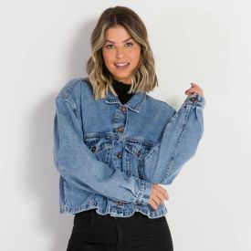Jaqueta Jeans Cropped Estonada Patricia Foster