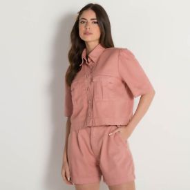 Jaqueta Sarja com Bolsos Patricia Foster Rosa Claro