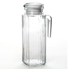 Jarra De Vidro Com Tampa De Plástico Clink 1 Litro - Transparente e Branco