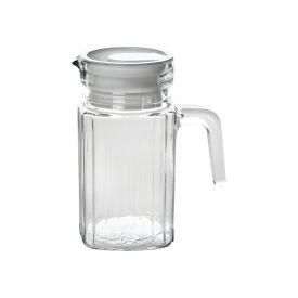 Jarra De Vidro Com Tampa De Plástico Clink 500Ml - Transparente e Branco