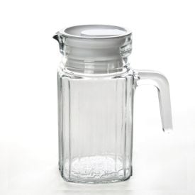 Jarra De Vidro Com Tampa De Plástico Clink 500Ml - Transparente e Branco