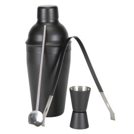 Jogo Coqueteleira Inox Havan Casa 4 Peças - Preto