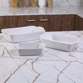 Jogo De Assadeiras Retangulares Portuguesa Havan Casa 3 Peças - Branco
