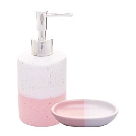 Jogo De Banheiro Cerâmica Degrade Lyor 2 Peças - Rosa