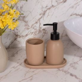 Jogo de Banheiro Cerâmica Londres 3 Peças Lyor - TERRACOTA