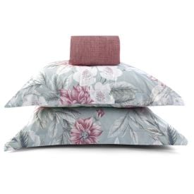 Jogo De Cama Casal Percal 200 Fios Buona Fortuna 3 Pçs  - Textura Isis Rosa