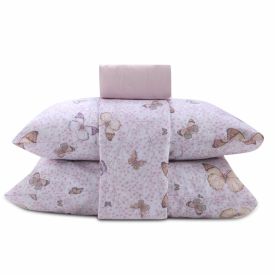 Jogo De Cama Casal 100% Algodão Royale Havan Casa 4 Peças - Belle Butterfly Rosa