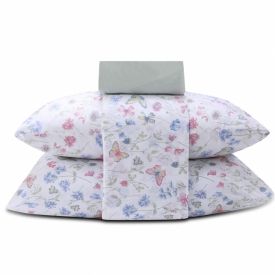 Jogo De Cama Casal 100% Algodão Royale Havan Casa 4 Peças - Beatriz Flowers Branco