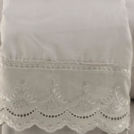 Jogo De Cama Casal 100% Poliéster Com Renda Havan Casa 4 Pçs - Cru