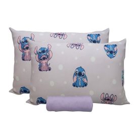 Jogo De Cama Casal Disney Portallar 3 Pçs - Love Stitch Lavanda