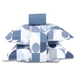 Jogo De Cama Casal Percal Buona Fortuna 4 Pçs - Lorenzo Azul 