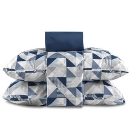 Jogo De Cama Casal Microfibra 150 Fios Havan Casa 4 Peças - Log Azul