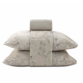 Jogo De Cama King 100% Algodão Royale Havan Casa 4 Peças - Botanic Bege