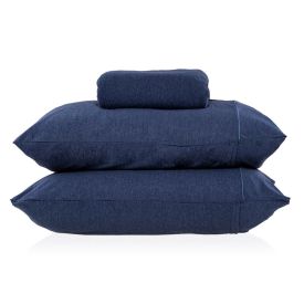 Jogo De Cama King Malha Mescla Urban Confort Havan Casa 3 Pçs - Mar Noturno Azul