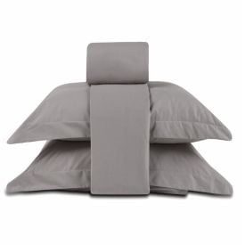Jogo De Cama King Percal 100% Algodão Buona Fortuna  4 Pçs - Cinza Prata