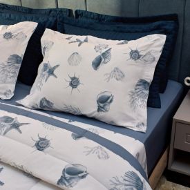 Jogo de Cama King 4Pe&ccedil;as Buona Fortuna - Brisa Do Mar Azul