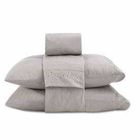 Jogo De Cama King Bordado Havan Casa 4 Pçs - Cinza