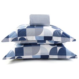 Jogo De Cama King Percal 200 Fios Algodão Buona Fortuna 3 Pçs - Textura Lorenzo Azul