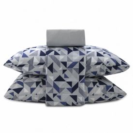 Jogo De Cama Queen 100% Algodão Royale 4 Peças - Fernando Azul