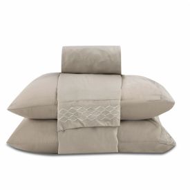 Jogo De Cama Queen Bordado Havan Casa 4 Pçs - Cru