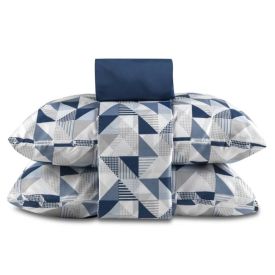 Jogo De Cama Queen Microfibra 150 Fios Havan Casa 4 Peças - Log Azul