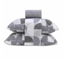 Jogo De Cama Queen Microfibra 150 Fios Havan Casa 4 Peças - Luccius Geo Cinza