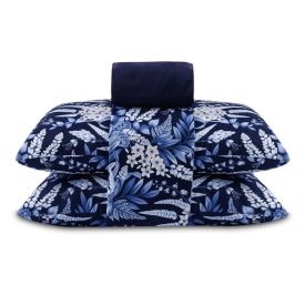 Jogo De Cama Queen Micropercal Havan Casa 4 Pçs - Elegance Flowers Marinho