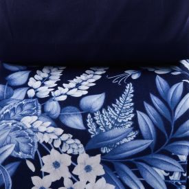 Jogo De Cama Queen Micropercal Havan Casa 4 Pçs - Elegance Flowers Marinho