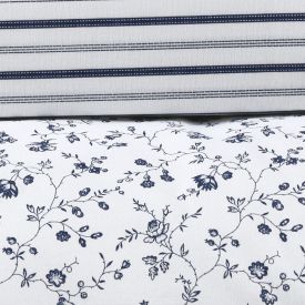 Jogo De Cama Queen Percal 180 Fios Buona Fortuna 3 Pçs - Catarina Listra Azul