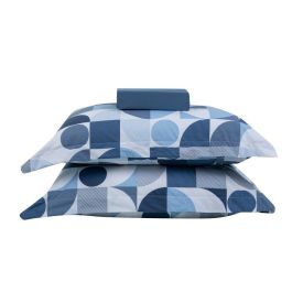 Jogo De Cama Queen Percal 100% Algodão Buona Fortuna 3 Pçs - Lorenzo Azul