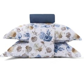 Jogo De Cama Solteiro Percal 200 Fios Buona Fortuna 3 Pçs - Acqua Azul