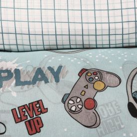 Jogo De Cama Solteiro 150 Fios Havan Kids 3 Pçs - Game Play Azul