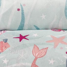 Jogo De Cama Solteiro 150 Fios Havan Kids 3 Pçs - Sereia Kids Acqua