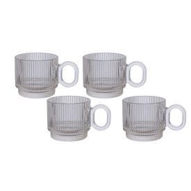 Jogo De Canecas Vidro 170Ml Graffiato Hauskraft - 4 Peças