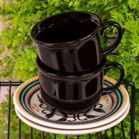 Jogo De Chá Floreal Luiza Oxford Daily 12 Peças - Preto