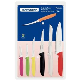 Jogo De Facas Plenus Aço Inox 7 Peças Tramontina - Mix Cores