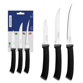 Jogo De Facas Inox Felice Tramontina 3 Peças - Preto