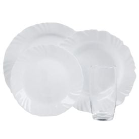 Aparelho de Jantar Opaline Pétala com Copos Nadir 16 Peças - Branco