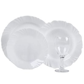Aparelho de Jantar Opaline Pétala com Taças Nadir 16 Peças - Branco