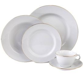 Jogo de Jantar Porcelana com Filete de Ouro Imperial Havan Casa - 20 Peças